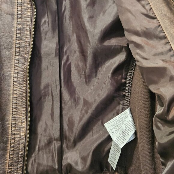 Maurices Faux Leather Moto Short Jacket Brown Size Large Zip Up Biker - Picture 9 of 16